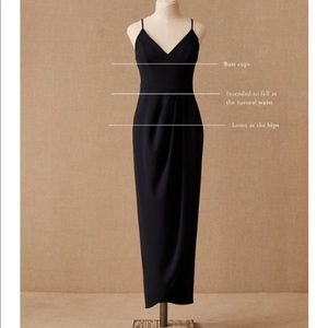 BHLDN Caron v-neck crepe dress in black